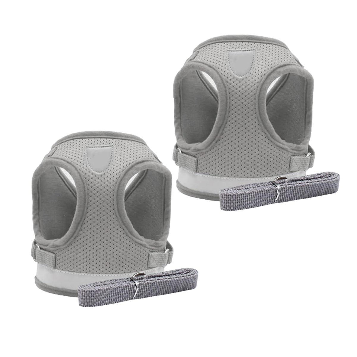 Kuber Industries Reflective Dog Harness With Adjustable Leash|Breathable Polyester Mesh Fabric |XL Size|HT-844|Comfortable No-Pull Grip|QuickRelease Buckles|Easy On - Easy Off Harness|Grey (Pack Of 2)