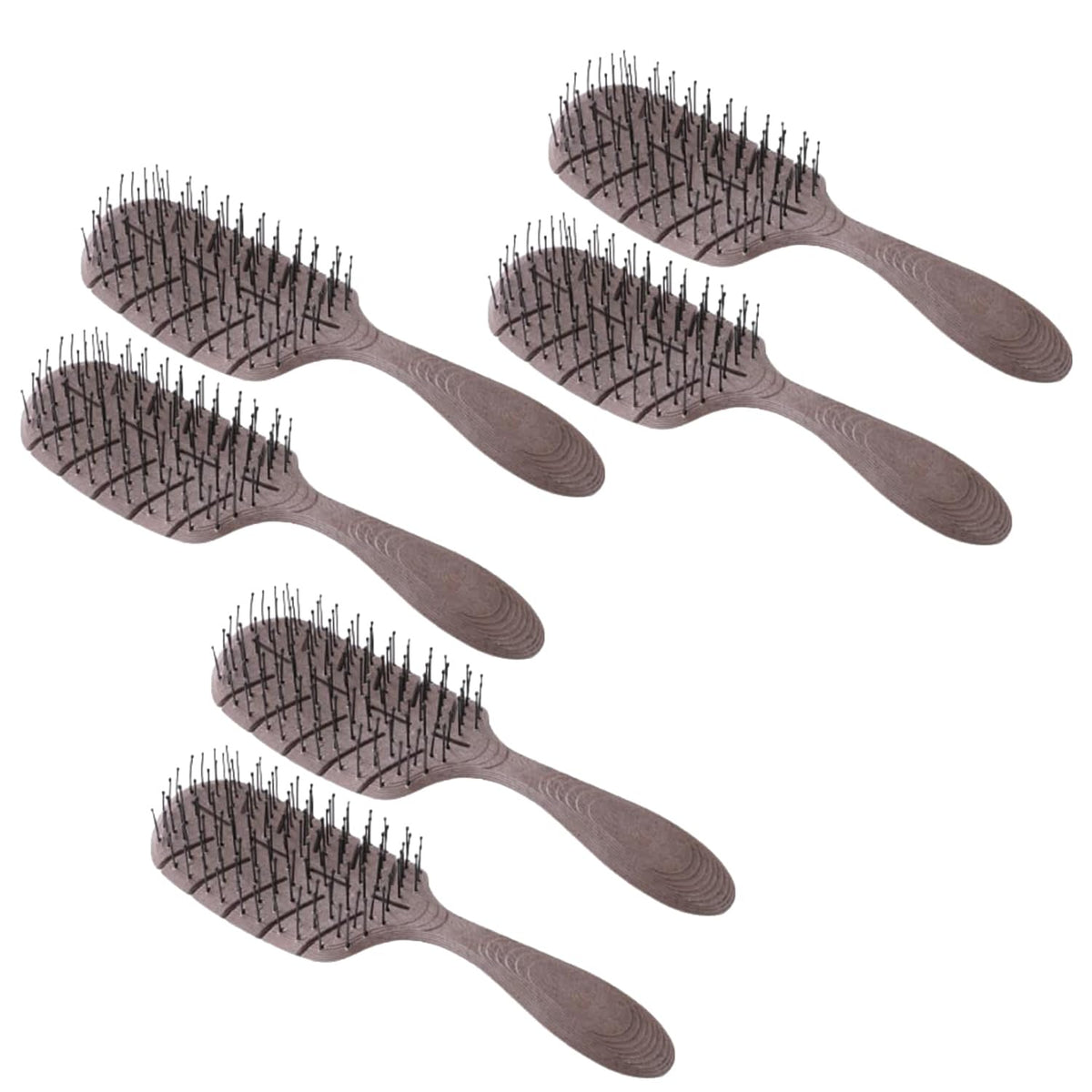 Kuber Industries Hair Brush | Detangler Hair Brush | Leaf Flexible Bristles | Hair Brush with Paddle | Quick Drying Hair Brush | Suitable For All Hair Types | 6 Piece | Pack of 3 | HSBIOCFE | Coffee