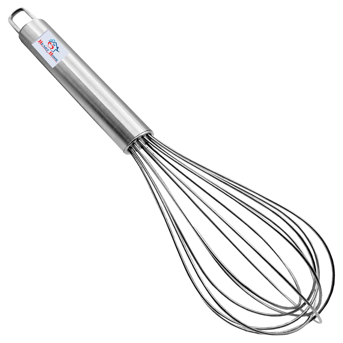 Heart Home Multiuses Stainless Steel Kitchen Utensil Balloon Shape Wire Whisk, Egg Beater, Kitchen Tool, 20cm (Silver)