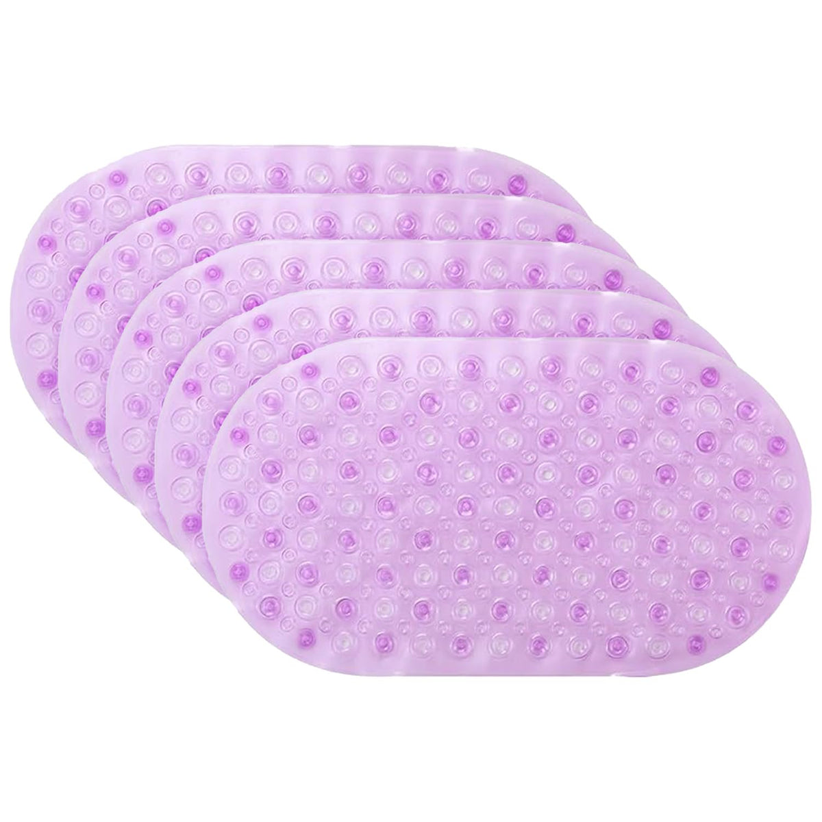 Kuber Industries Bath Mat | PVC Bathroom Mat | Shower Bath Mat | Floor Tub Mat | Bathroom Oval Mud Mat | Anti-Skid Shower Bathroom Mat |Pack of 5| Q-01B | Purple