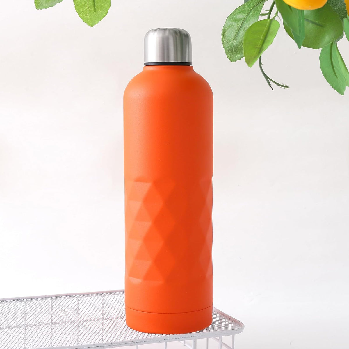 Kuber Industries Pack of 5 Vacuum Insulated Water Bottle | Stainless Steel Water Bottle | Hot & Cold Water Bottle | Leakproof, BPA Free, Rustproof | 750 ML | Orange