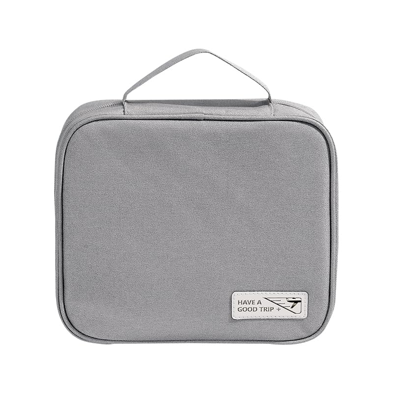 Homestic Cosmetic Storage Case|Makeup Kit Box for Women|Small Vanity Case|Pouch for Home & Travel|Two Compartment|Zipper Closure (Grey)