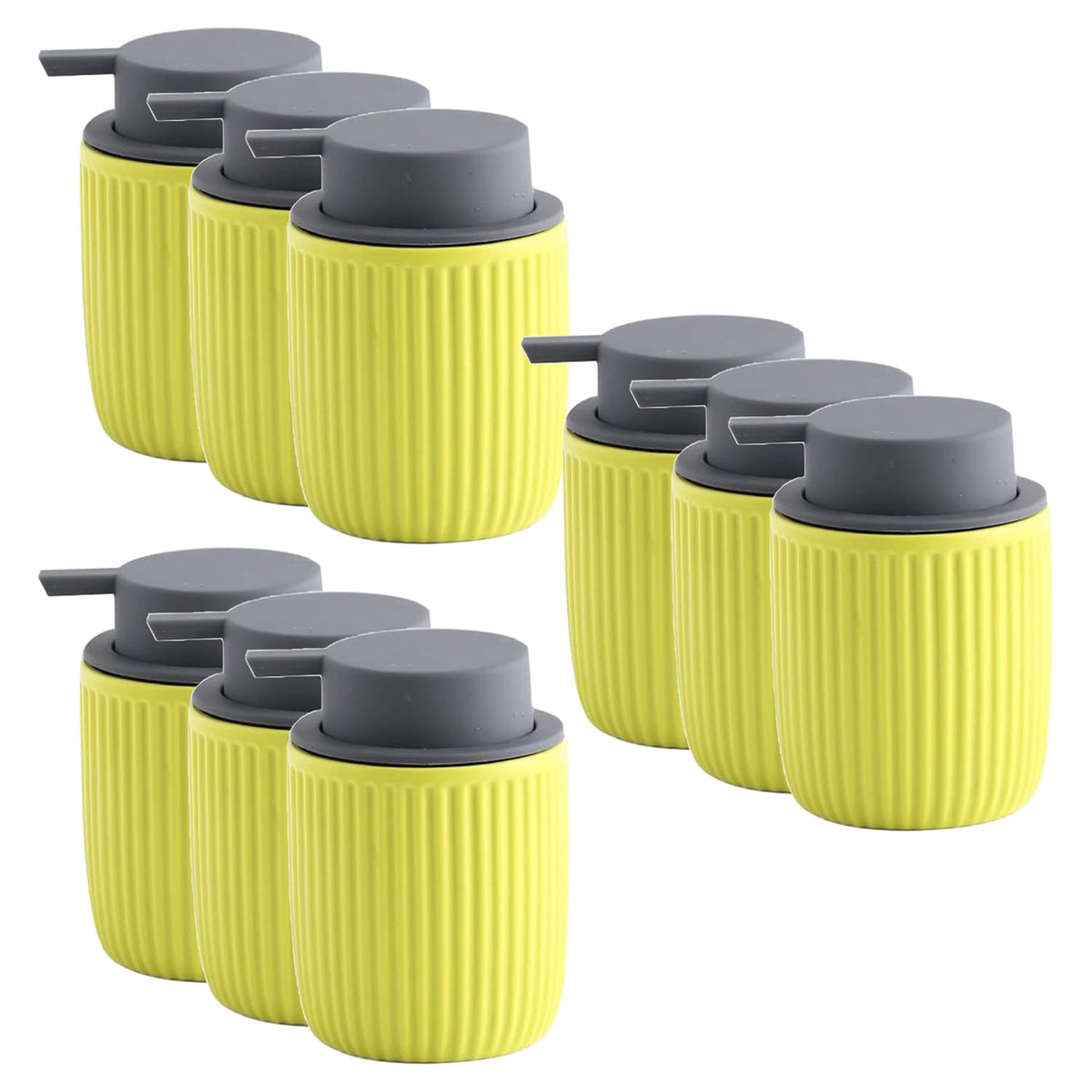 Kuber Industries Liquid Soap Dispenser | Handwash Soap Dispenser | Soap Dispenser for Wash Basin| Bathroom Dispenser Bottle | 9 Piece | Pack of 3 | 320 ml | JY00162YW | Yellow