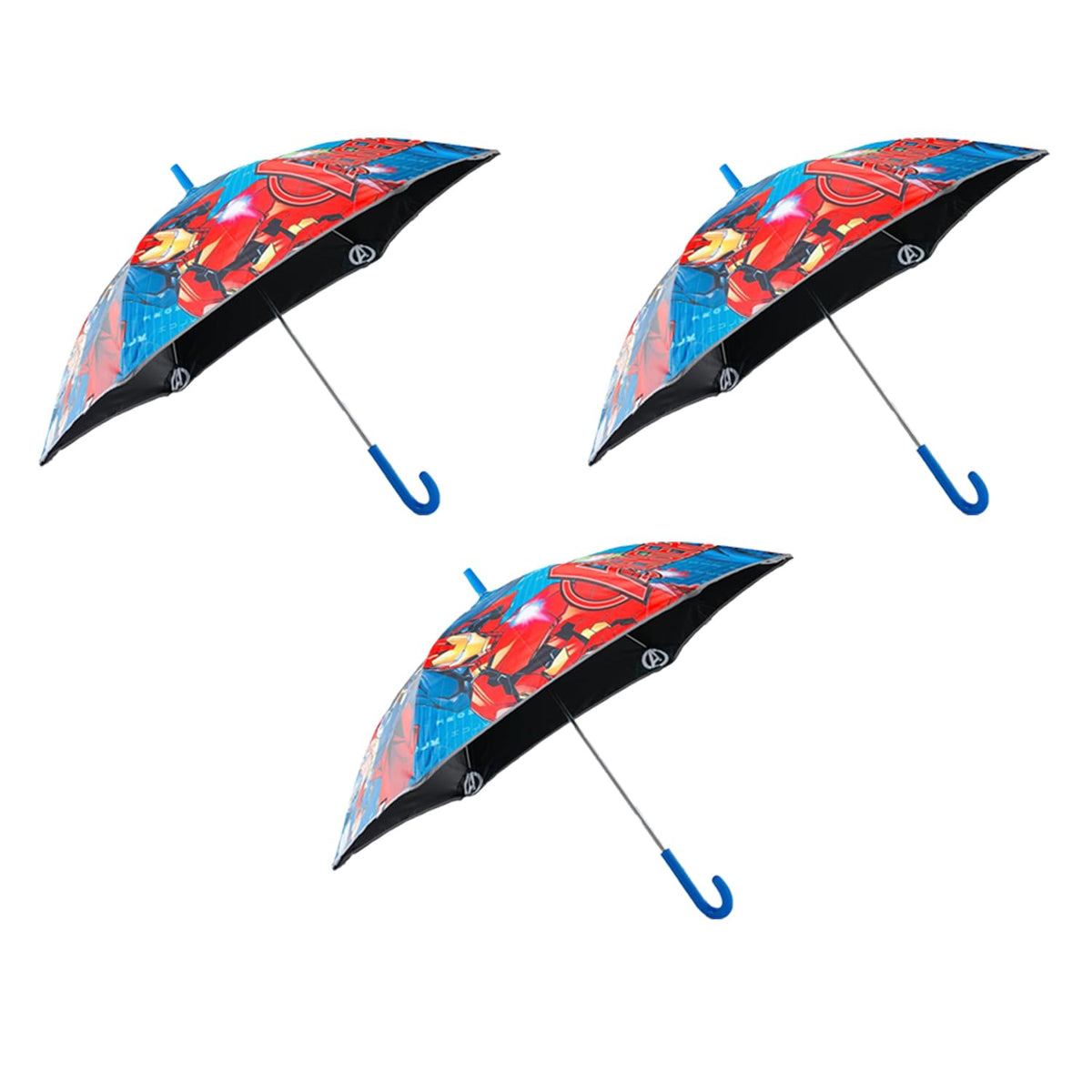 Kuber Industries Marvel Avangers Print Umbrella For Kids|Automatic Umbrella For Rain (Multi) (Pack Of 3)