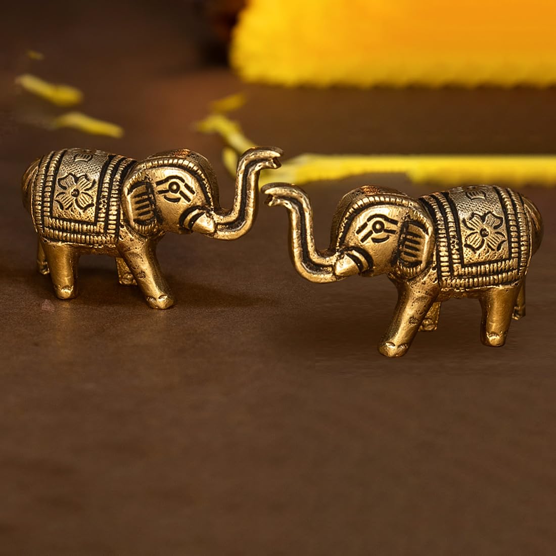 Ekhasa 100% Pure Brass Elephant Idol Showpiece Figurine Feng Shui (Small Size) | Vastu Items for Home Decor for Good Luck | Elephant Decorative Items Show Pieces for Living Room