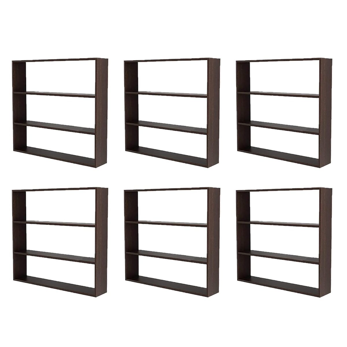 Kuber Industries Kitchen Wall Shelf|Wooden Handicraft Wall Mounted 3 Shelves for Kitchen|Multipurpose Storage Wall Shelf,30"X30" (Brown) (Pack of 6)