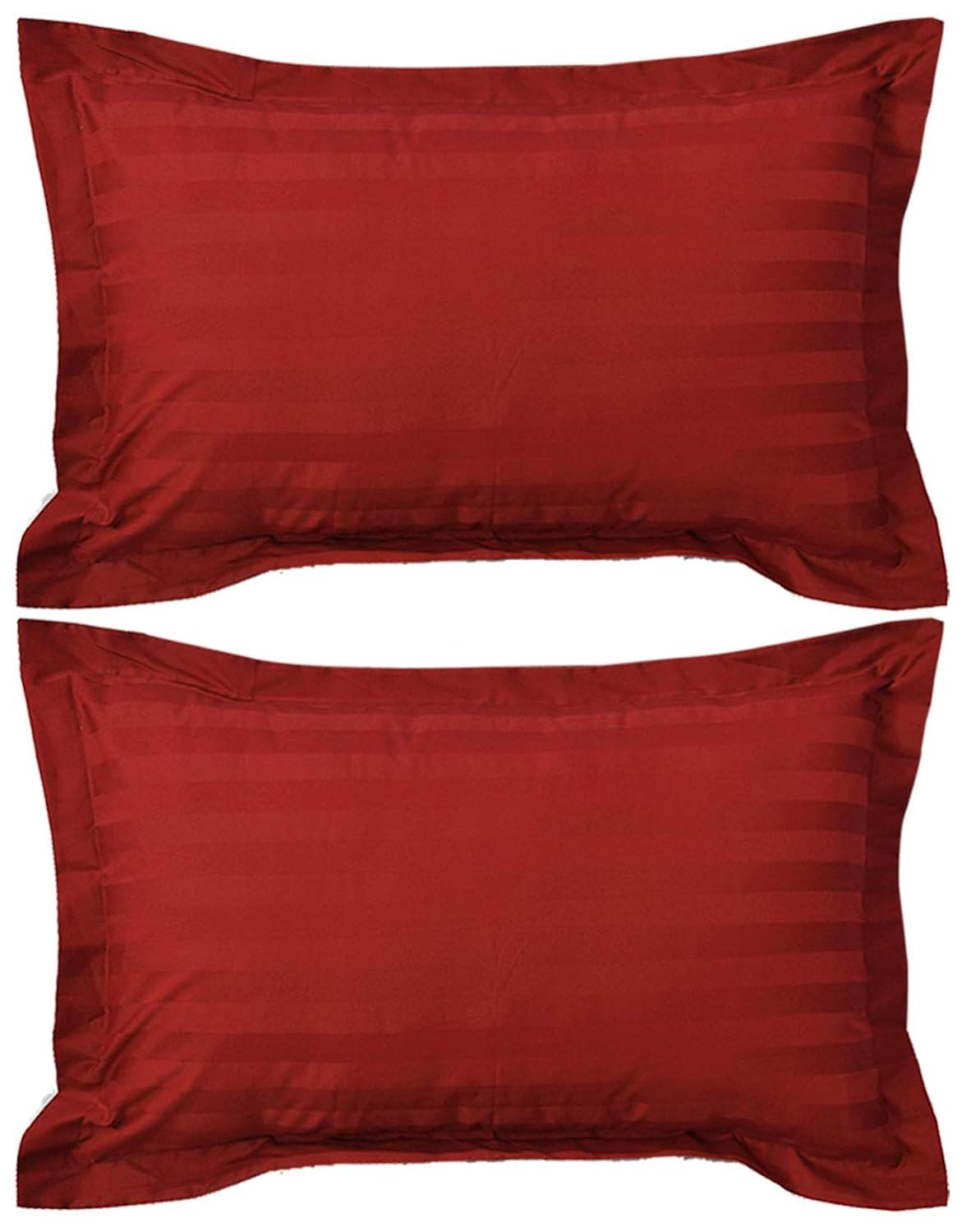 Kuber Industries 2 Pieces Cotton Luxurious Satin Striped Pillow Cover Set-17"x27" (Maroon) - CTKTC040316