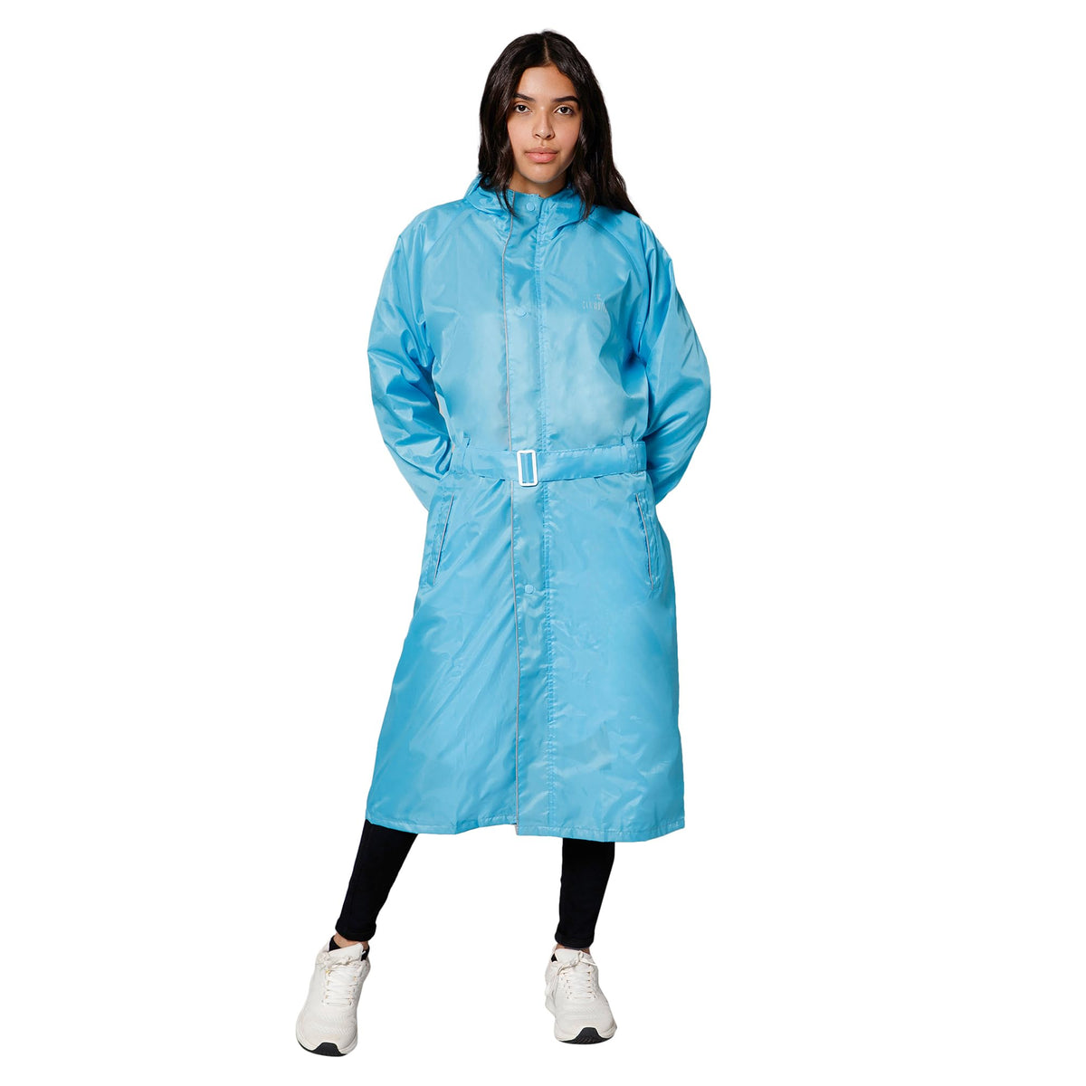 THE CLOWNFISH Raincoats for Women Raincoat for Ladies Waterproof Reversible Double Layer. Drizzle Diva Series (Turquiose Blue, XX-Large)