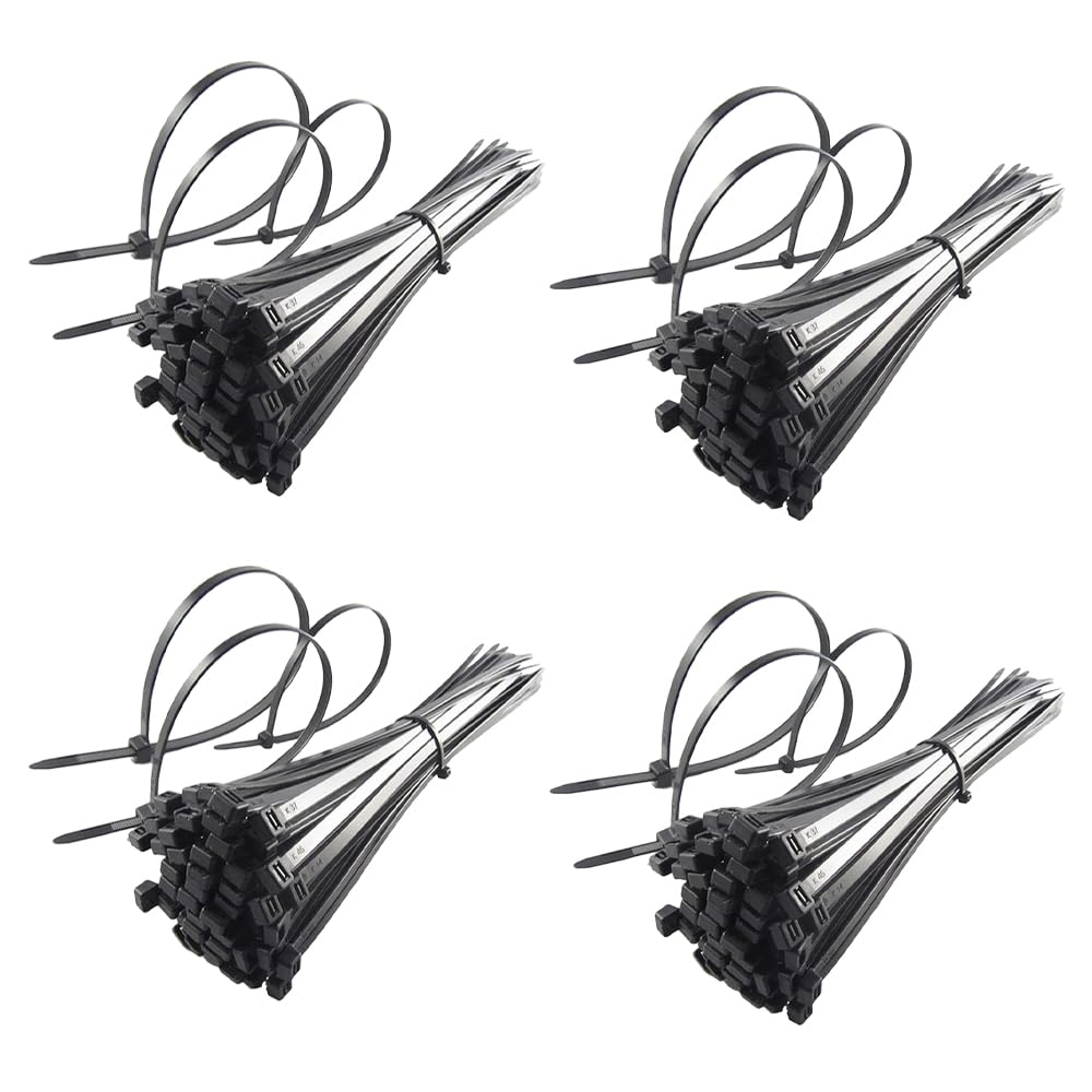 Kuber Industries Self Locking Cable Ties (200 mm x 3.6 mm - Pack of 400 Pcs) Black