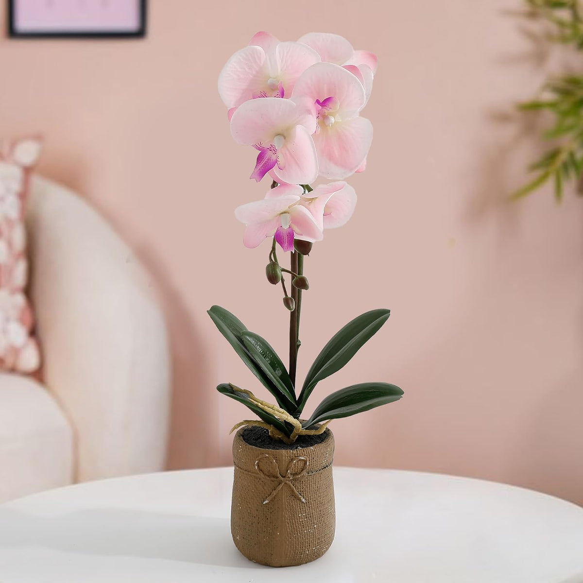 Ekhasa Orchid Flower Vase Pot with Artificial Flowers for Home Decoration | Guldasta Flower Pots with Artificial Show Flower for Living Room, Dining Table, Bedroom, Hall, Office & Home Decor