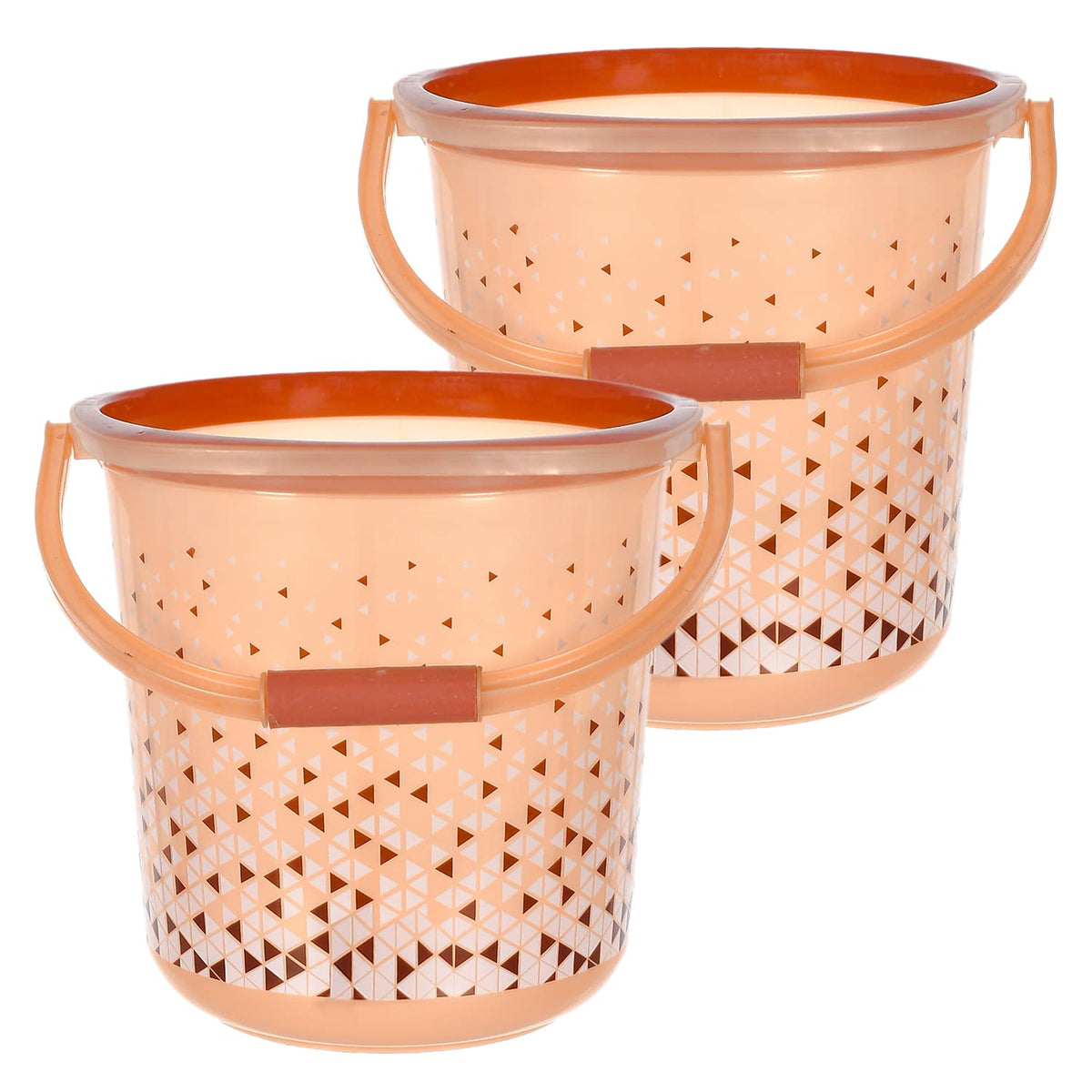 Kuber Industries Tinted Print Plastic Bucket for Home/Kitchen with Handle|Size 37 x 37 x 35 CM|Capicity 24 Litre|Pack of 2 (Brown)-46KM0350