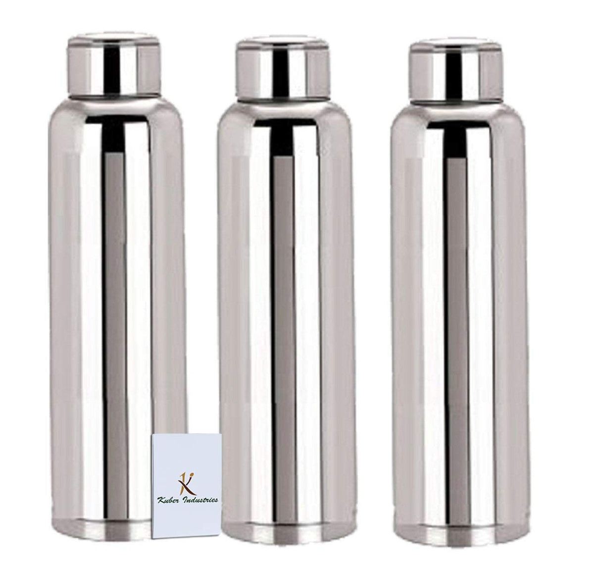 Kuber Industries CTKTC6013 Stainless Steel Water Bottle, 1000ml, 3 Pieces, Silver