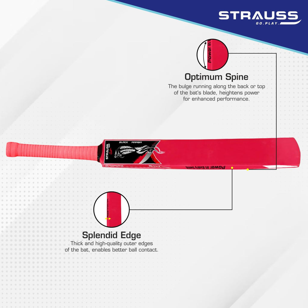 STRAUSS Black Mamba Kashmir Willow Cricket Bat Size Short Handle (S