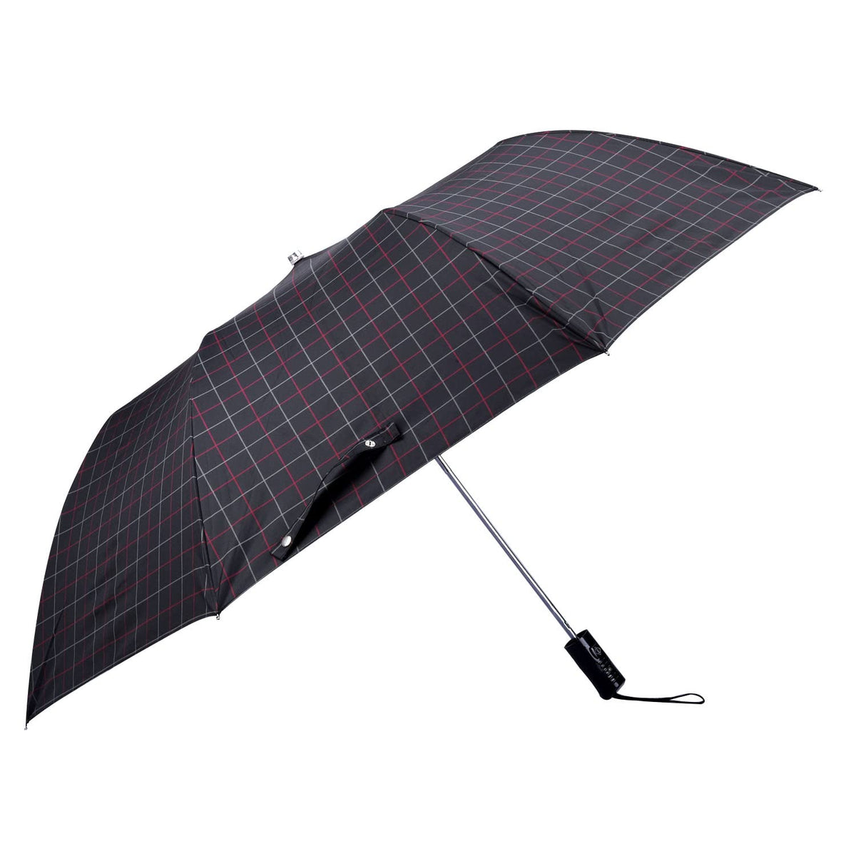 THE CLOWNFISH Umbrella Drizzle Series 2- Fold Auto Open Waterproof Pongee Umbrellas For Men and Women (Checks Design- Dark Pink)