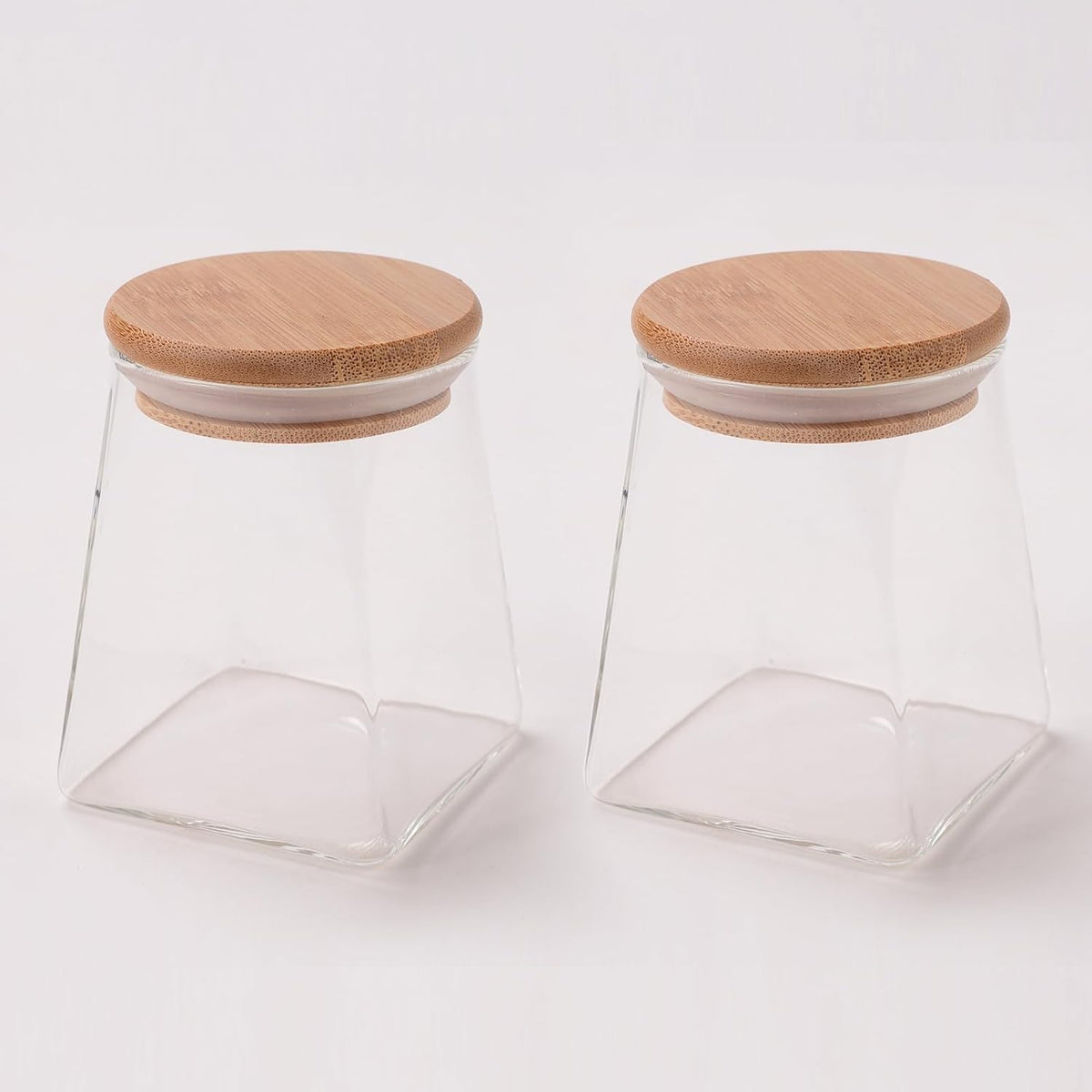 Homestic Borosilicate Glass Jar with Bamboo Lid | Kitchen Organizer Items & Storage | Multi-utility, Leakproof, Airtight Storage Jar for Cookies, Snacks, Tea, Coffee, Sugar | Set of 2 (360ml)