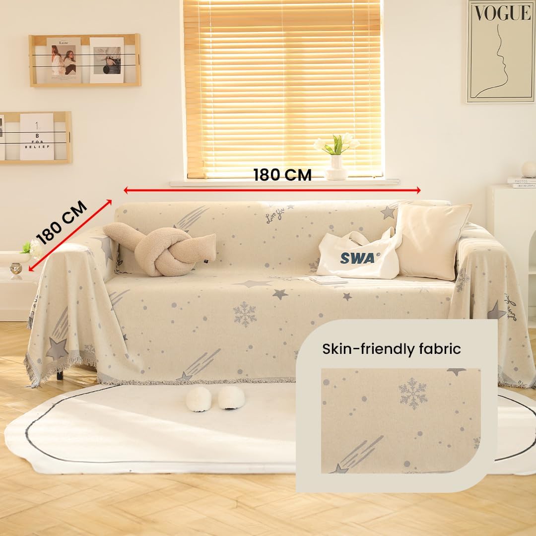 Kuber Industries Decorative Chenille Sofa Throw - Living Room Decor