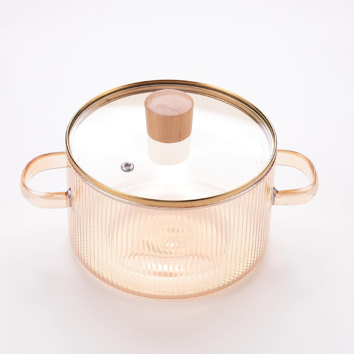 UMAI Borosilicate Glass 1.45L Saucepan with Lid & Handle | Induction Pan Cookware | Handi for Cooking | Microwave Safe | Cooktop for Tea/Milk/Pasta/Noodles/Rice | Transparent- Amber Color