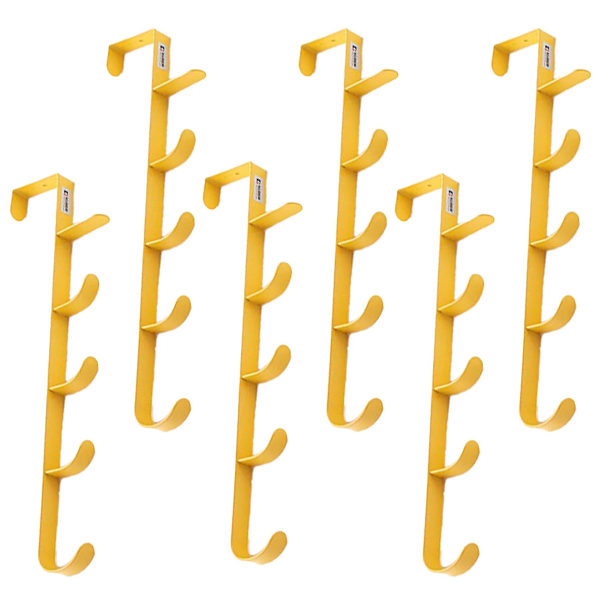 Kuber Industries Pack of 4| 5-Level Cloth Hanger|Multipurpose Cloth & Towel Holder|Iron Spray Material|EasyInstallation|Interchangeable Over The Door Towel Holder|ZT-3115(Y)|Yellow