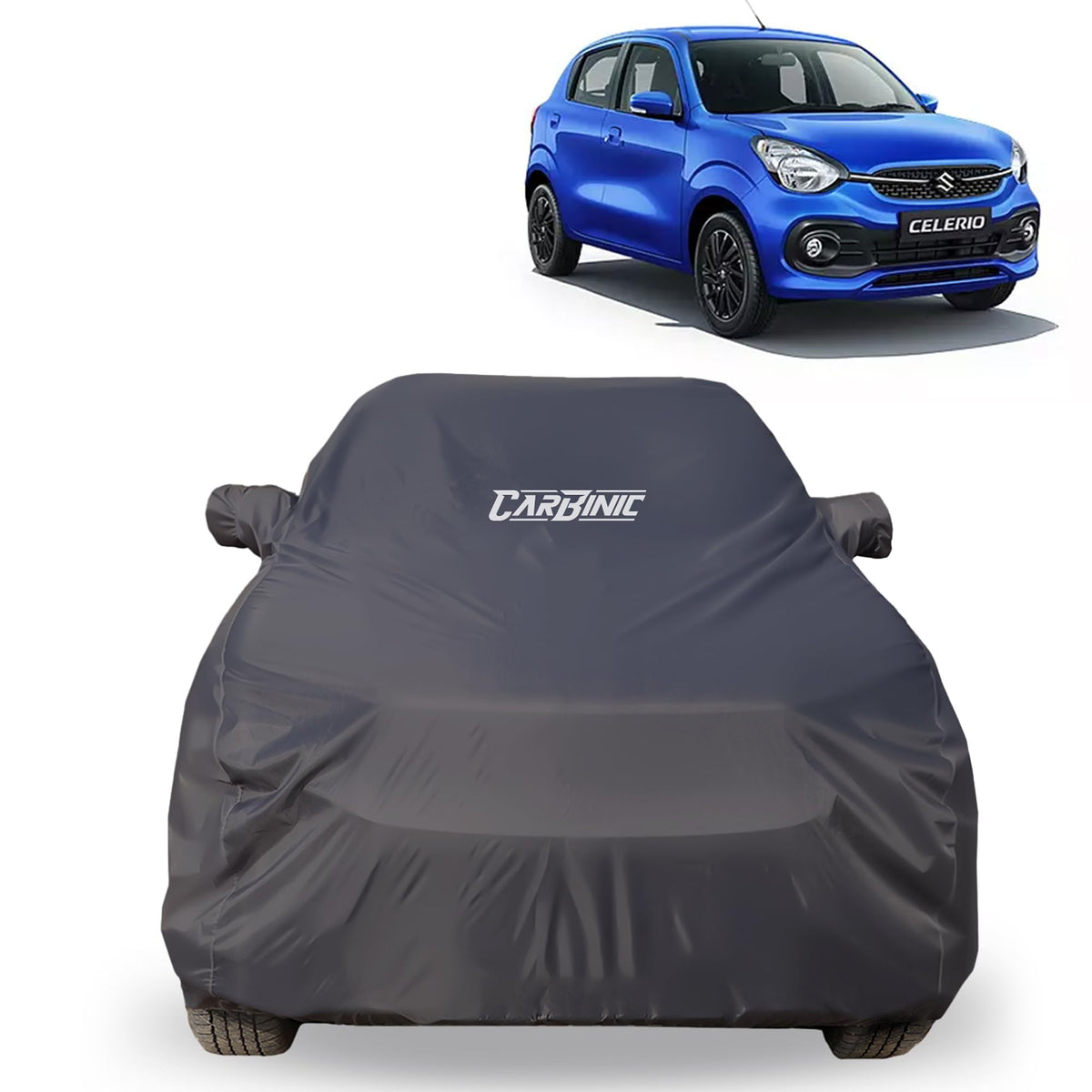 CARBINIC Car Body Cover for Maruti Brezza 2022 | Water Resistant, UV Protection Car Cover | Scratchproof Body Shield | All-Weather Cover | Mirror Pocket & Antenna | Car Accessories Dusk Grey