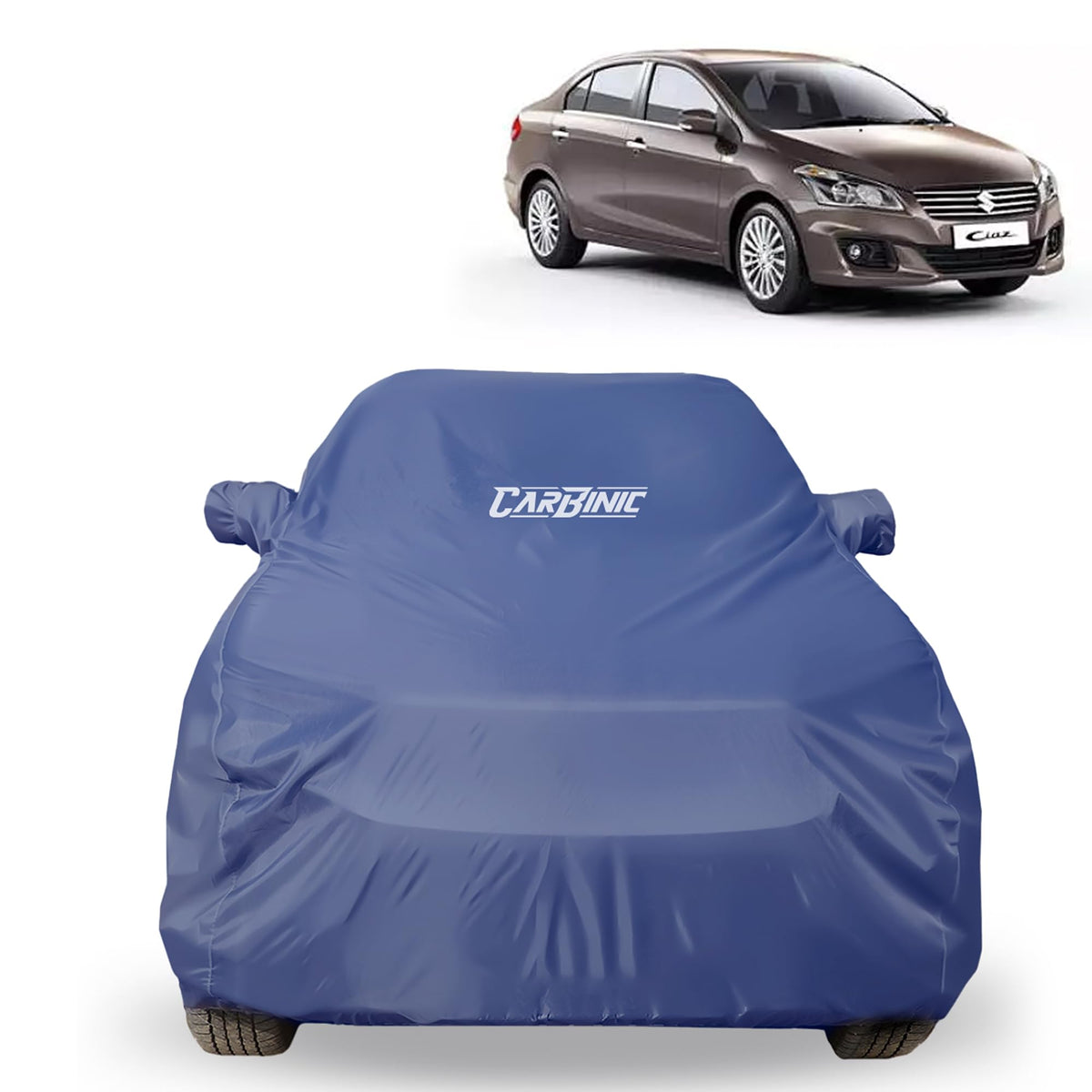 CARBINIC Car Body Cover for Maruti Ciaz 2014 | Water Resistant, UV Protection Car Cover | Scratchproof Body Shield | All-Weather Cover | Mirror Pocket & Antenna | Car Accessories Dusk Blue