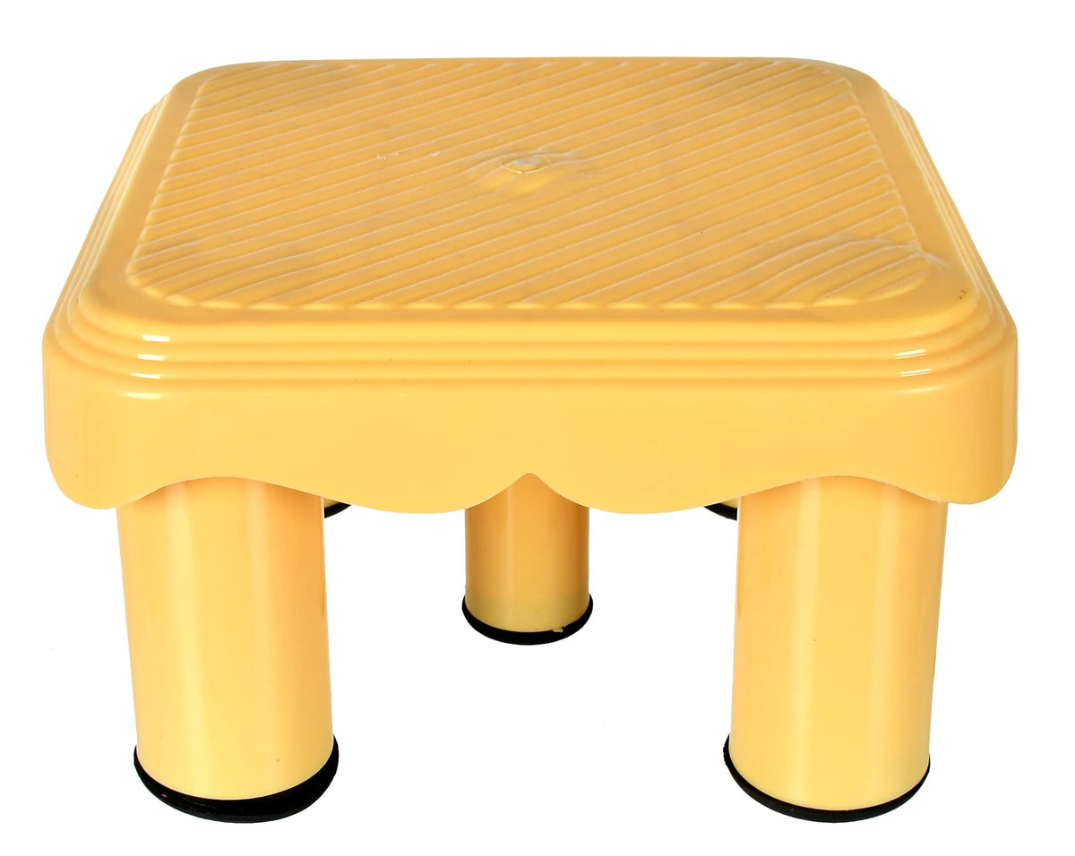 Kuber Industries Multipurposes Plastic Seating Stool/Patla (Cream)