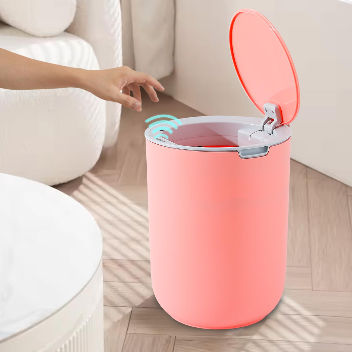 SAVYA HOME 8L Dustbin For Kitchen | Dustbin For Bathroom | 28 cm Automatic Smart Sensor Dustbin For Bedroom | Waste Bin | Stainless Steel Dustbin With Lid | Dustbin for Home | Garbage Bin - Pink