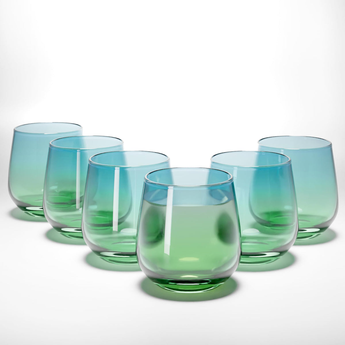 Anko Australia 430ml Dual Tone Glasses Set of 6 | Water, Juice, Cocktails Glasses| Dishwasher Safe Whiskey Glass Set | Bar Accessories for Home | Suitable for All Occassions | Blue Green