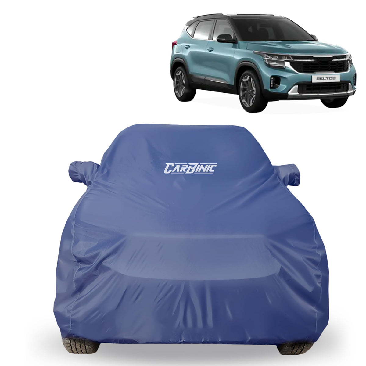 CARBINIC Car Body Cover for Renault Kiger 2021 | Water Resistant, UV Protection Car Cover | Scratchproof Body Shield | All-Weather Cover | Mirror Pocket & Antenna | Car Accessories Dusk Blue