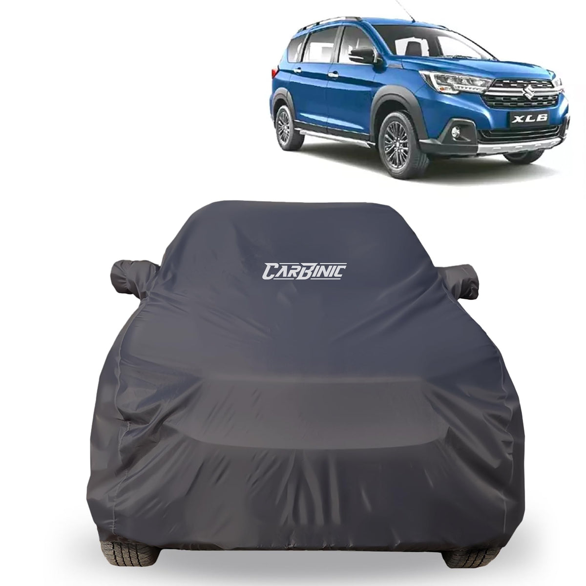 CARBINIC Car Body Cover for Maruti Ignis 2017 | Water Resistant, UV Protection Car Cover | Scratchproof Body Shield | All-Weather Cover | Mirror Pocket & Antenna | Car Accessories Dusk Grey
