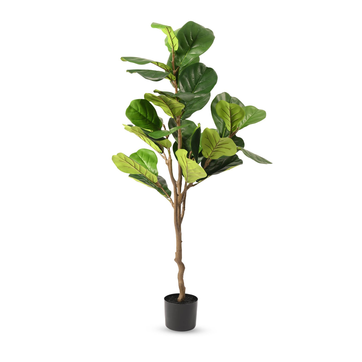 Urbane Home Fiddle Leaf Fig Artificial Tree | 130 CM Tall Plants | 30 Leaves Greenery Plant with Pot | Plant for Home Decor | Plastic | FH-QYR130 | Green