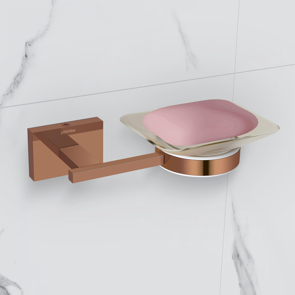 Plantex 304 Grade Stainless Steel Square Shape Wall Mounted Soap Holder/Soap Stand/Soap Case/Bathroom Accessories - Benz (Rose Gold)