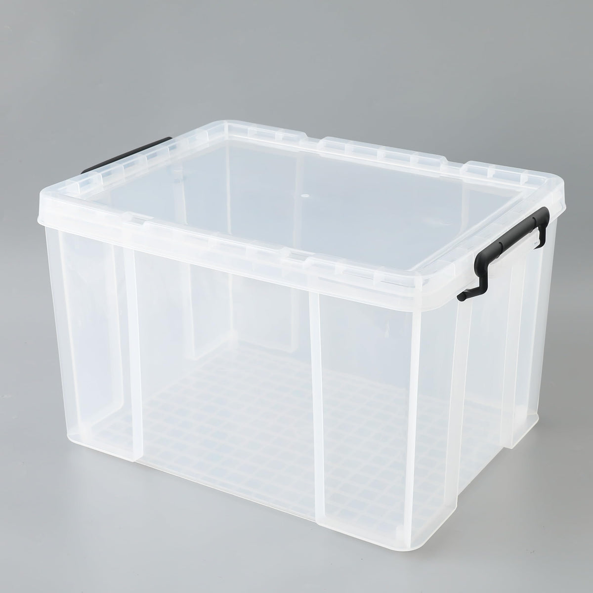 Kuber Industries Pack of 3 Transparent Storage Box | Storage Box with Lid and Double Side Handles | Stackable Large Plastic Storage Containers | YN8855 | Transparent
