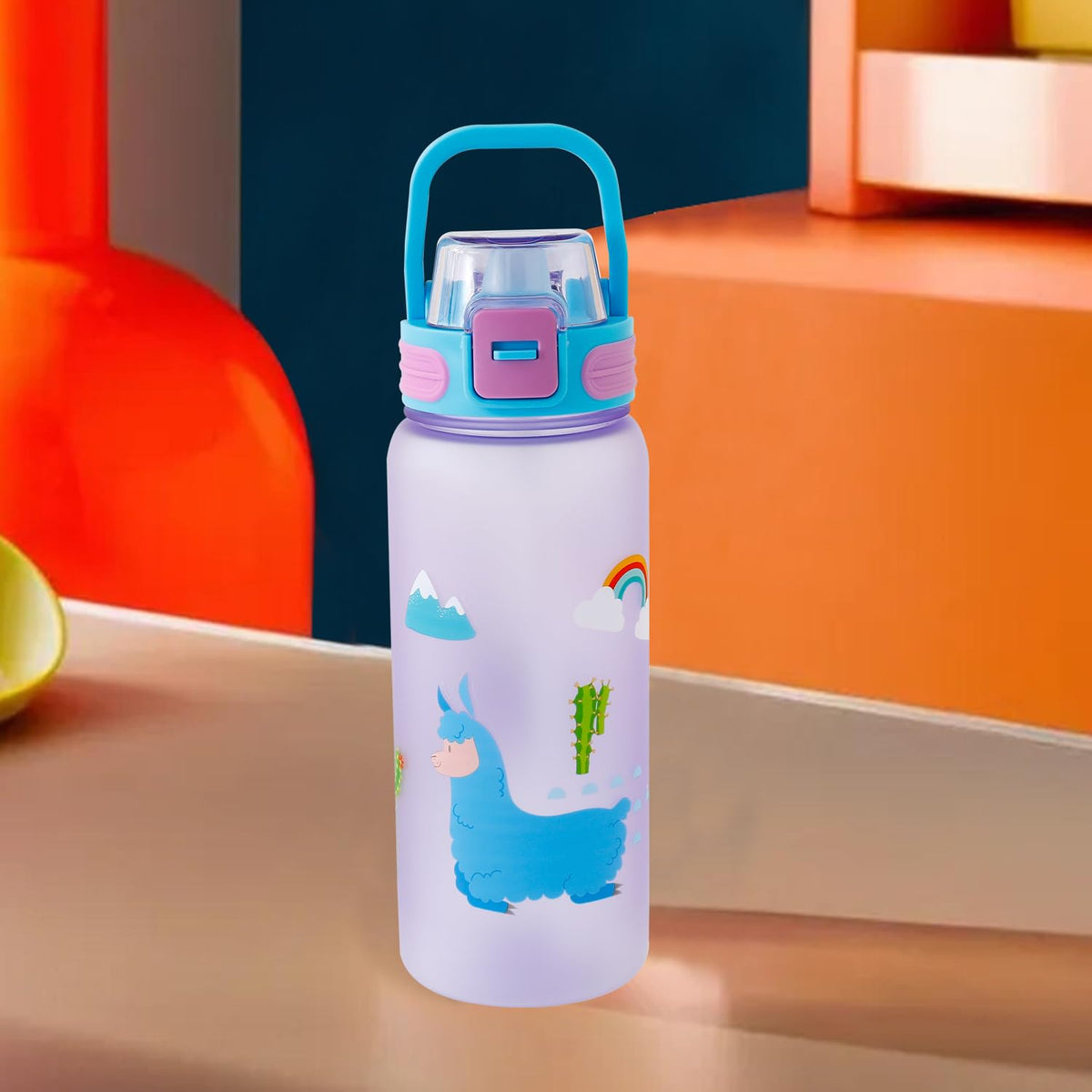 Kuber Industries Pack of 6 Kids Water Bottle With Straw |Sipper Water Bottle For Kids Boys Girls| Water Bottle with Locking Flip Lid | 800 ml | Blue | SYZ-7791C
