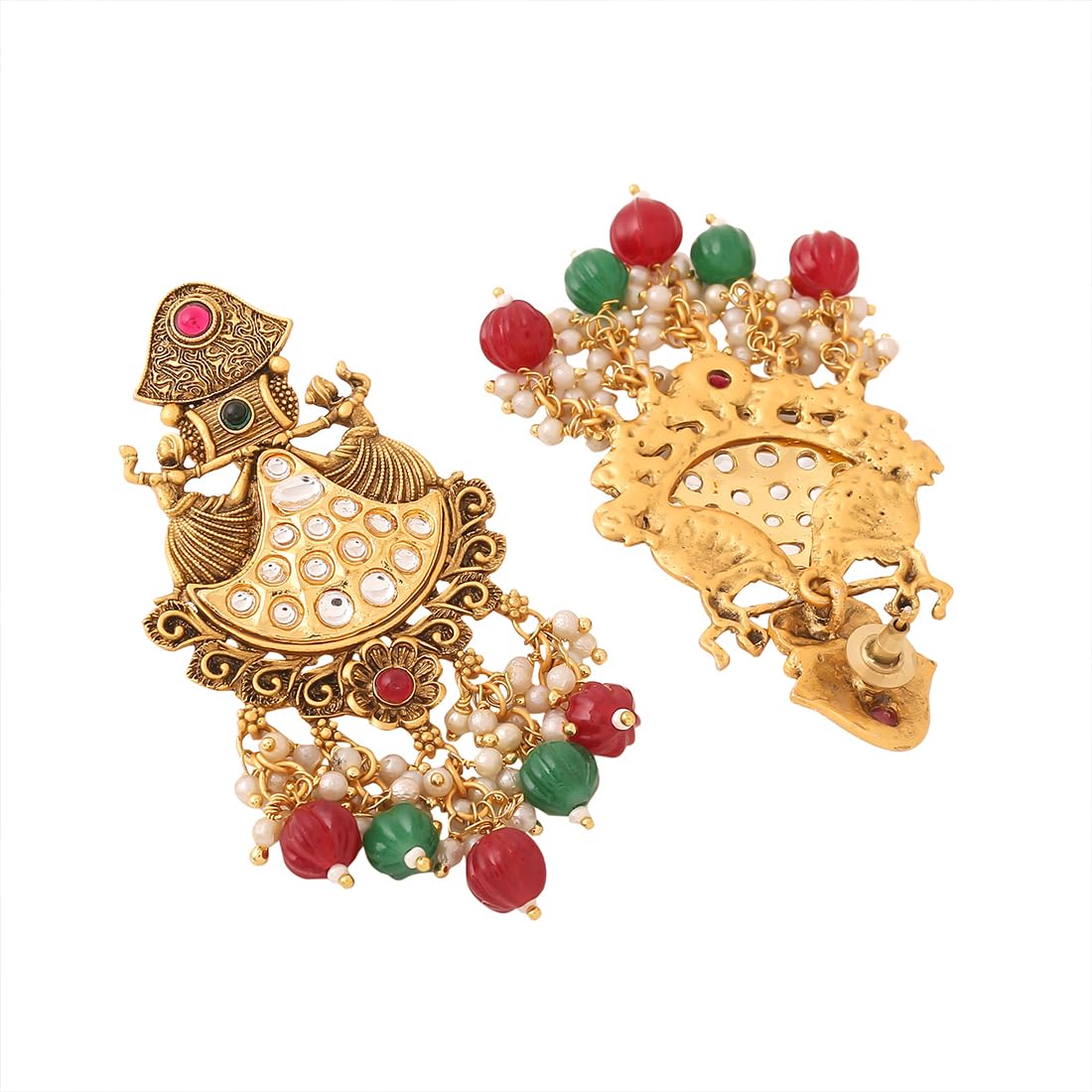 Yellow Chimes Kundan Drop Earrings - Enhances Traditional Look