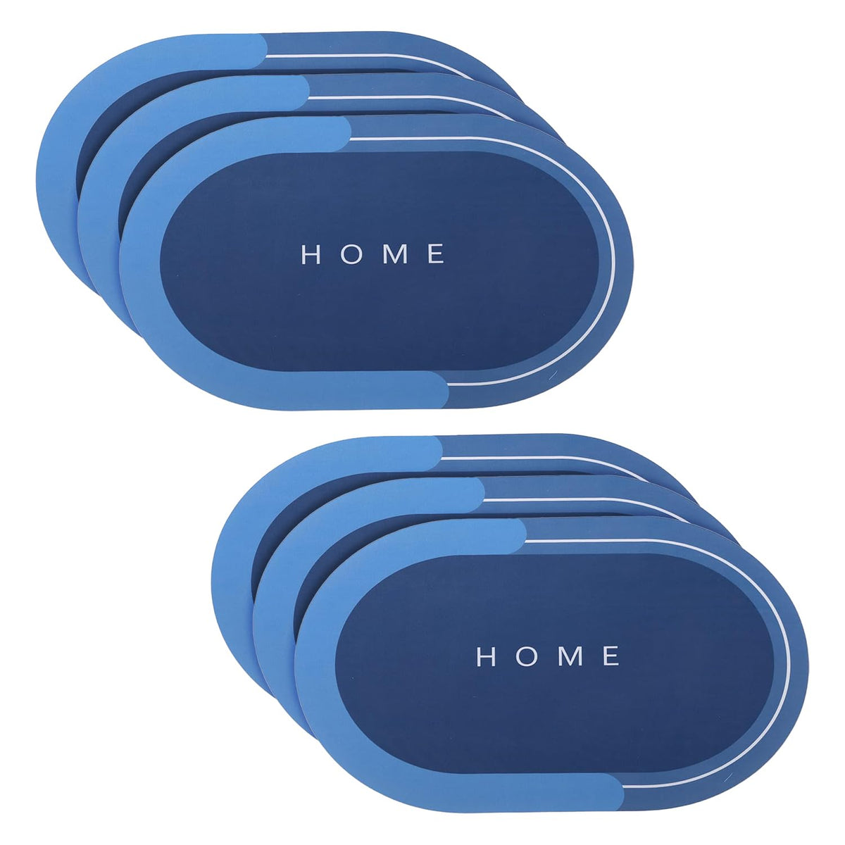 Kuber Industries Bath Mat | PVC Bathroom Mat | Shower Bath Mat | Floor Tub Mat | Diatom Mud Oval Mat | Anti-Skid Shower Bathroom Mat | CF-220801B |Pack of 6| Blue