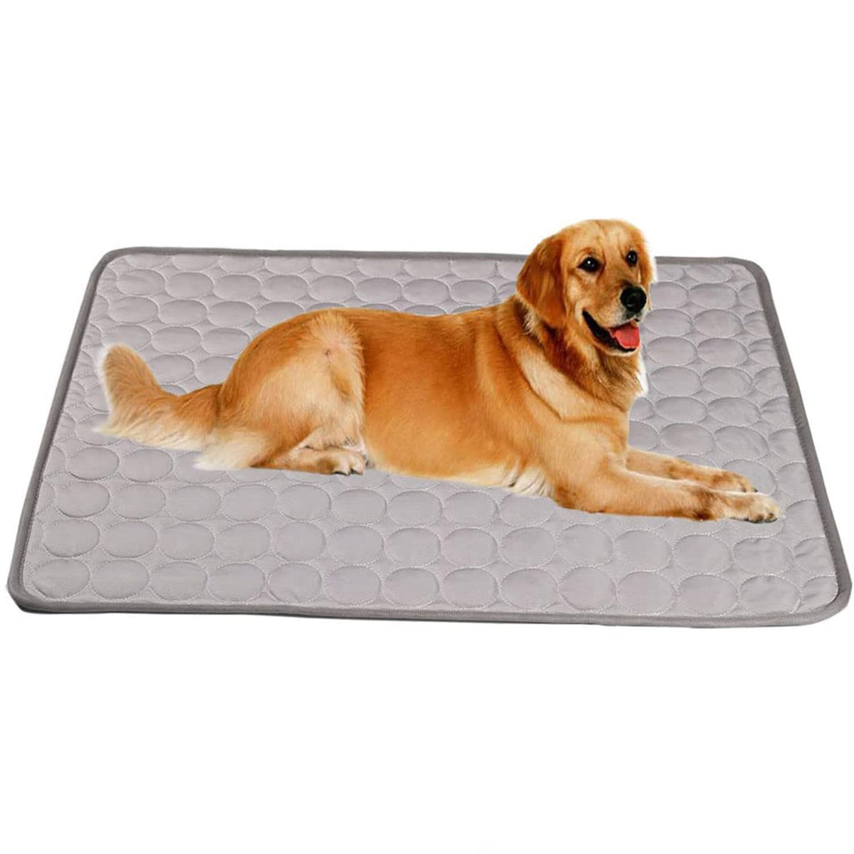 Petvit Rectangular Dog & Cat Bed|Premium Cool Ice Silk with Polyester with Bottom Mesh|Multi-Utility Self-Cooling Pad for Dog & Cat|Light-Weight & Durable Dog Bed|ZQCJ001G-L|Grey