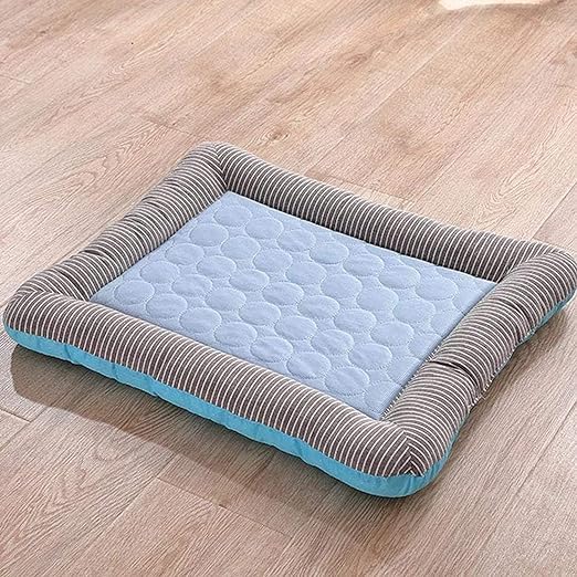 Petvit Rectangular Dog & Cat Bed|Yarn Dyed Oxford Cloth|Nylon and Polyester with Cotton Filling|Self-Cooling Bed for Dog & Cat|Small Light-Weight & Durable Dog Bed|ZQCJ005B-S|Blue