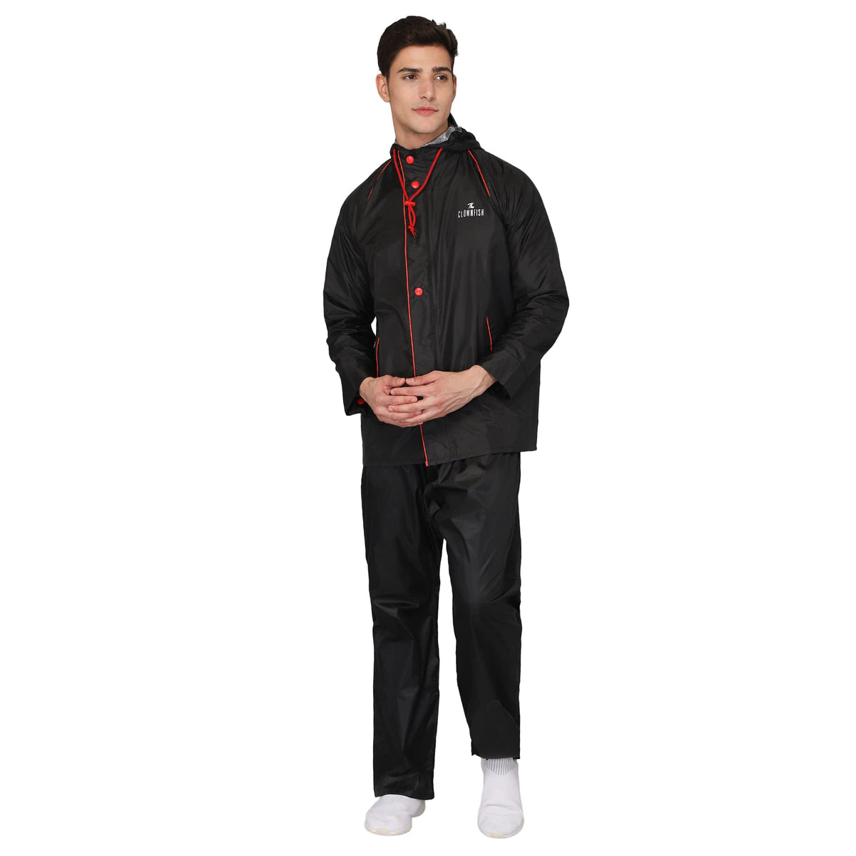 THE CLOWNFISH Men's Solid Raincoat (CAPTAIN-202-XL_Black_X-Large)