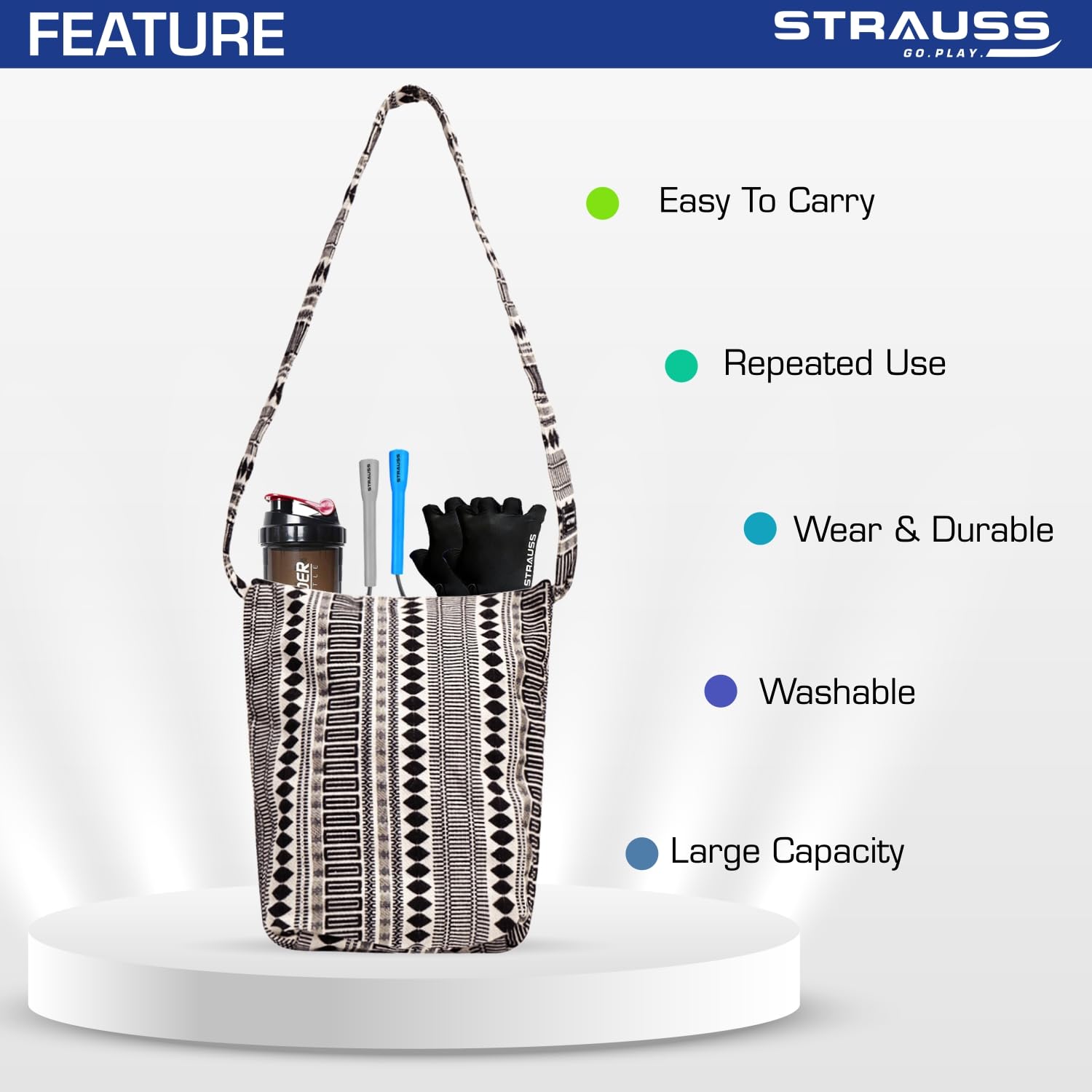 Strauss Jacquard Gym Bag - Perfect for errands