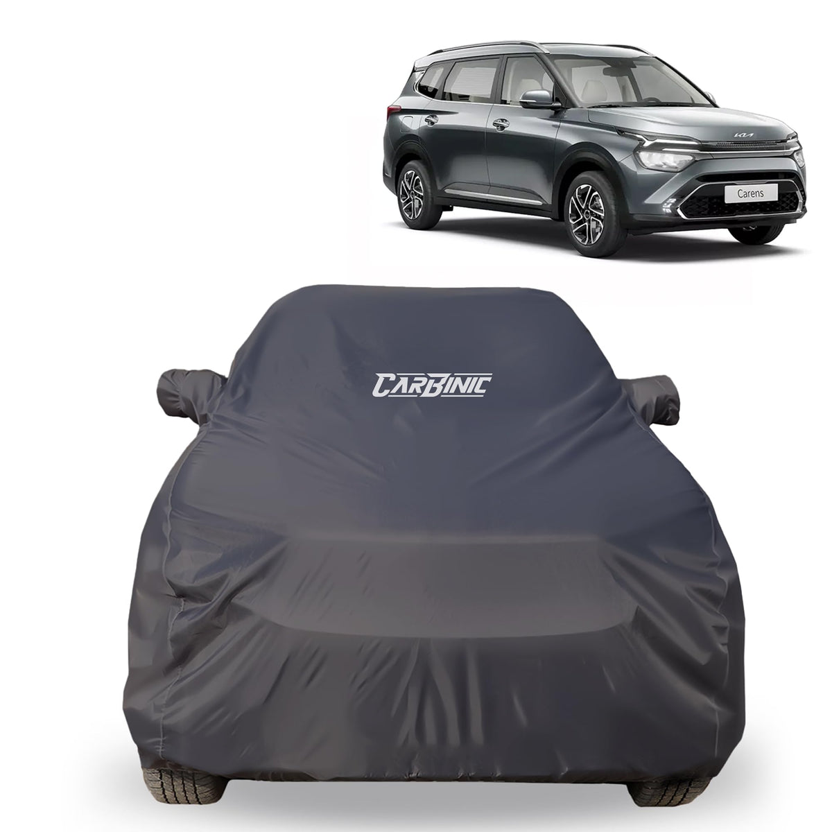 CARBINIC Car Body Cover for Mahindra Scorpio Classic 2023 | Water Resistant, UV Protection Car Cover Scratchproof Body Shield All-Weather Cover | Mirror Pocket & Antenna | Car Accessories Dusk Grey