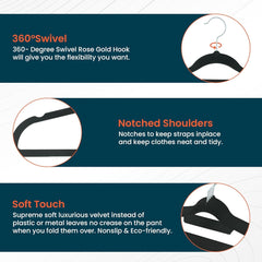 Kuber IndustriesVelvet Cloth Hanger Set of 15 With Chromed Plated Steel Hook (Black)