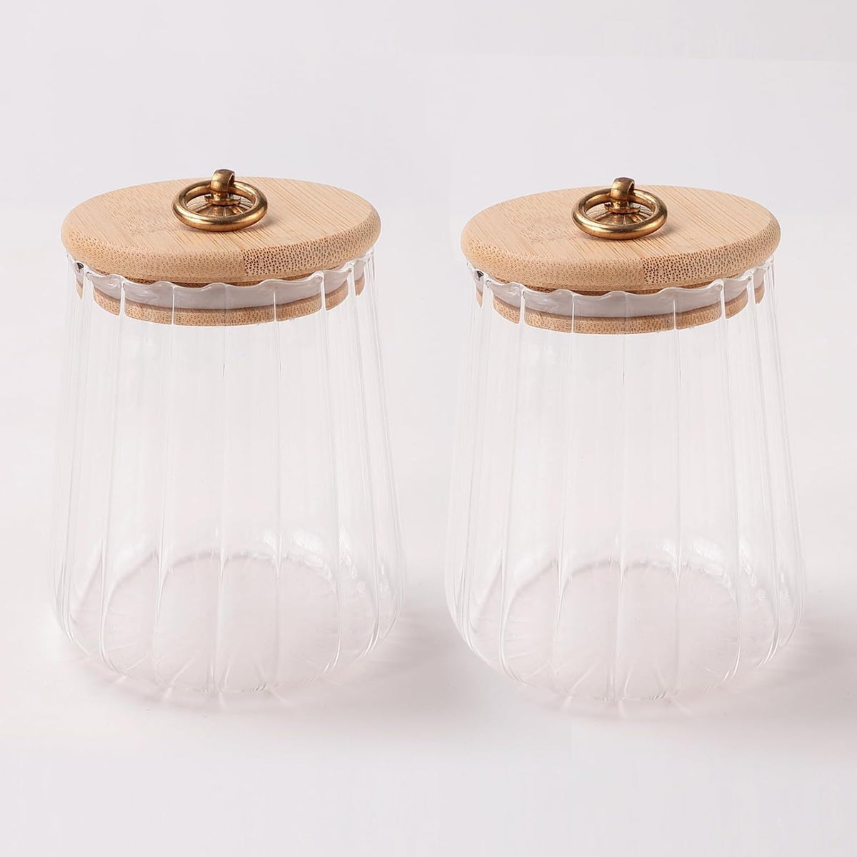 Homestic Borosilicate Glass Jar with Bamboo Lid | Kitchen Organizer Items & Storage | Multi-utility, Leakproof, Airtight Storage Jar for Cookies, Snacks, Tea, Coffee, Sugar | Set of 2 (750ml)