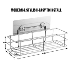 Kuber Industries Storage Rack | Dish Strainer Rack | Kitchen Wall Mount Rack | Soap Holder | Soap Dish Stand | Steel Storage Rack for Shampoo-Soap-Draining | Bathroom Shelf | JPJ024 | Silver