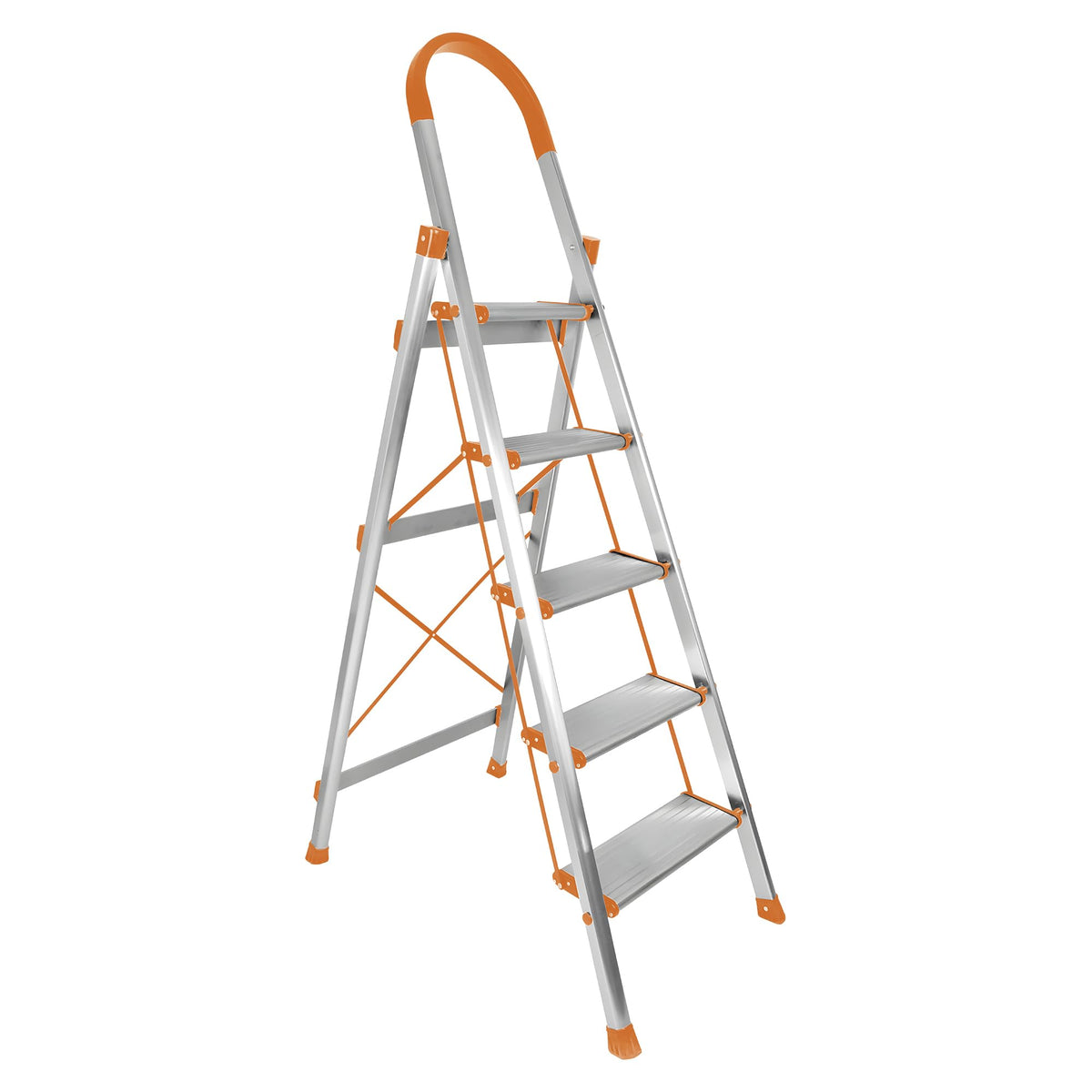 Cheston 5 Step Aluminium Ladder for Home | 5.6 Feet Anti-Skid Step Ladder with Wide Pedal & Hand Grip | Ladder for Home 5 Steps | Step Ladder for Home Use | Anti Slip Steps | Supports 150+ Kgs