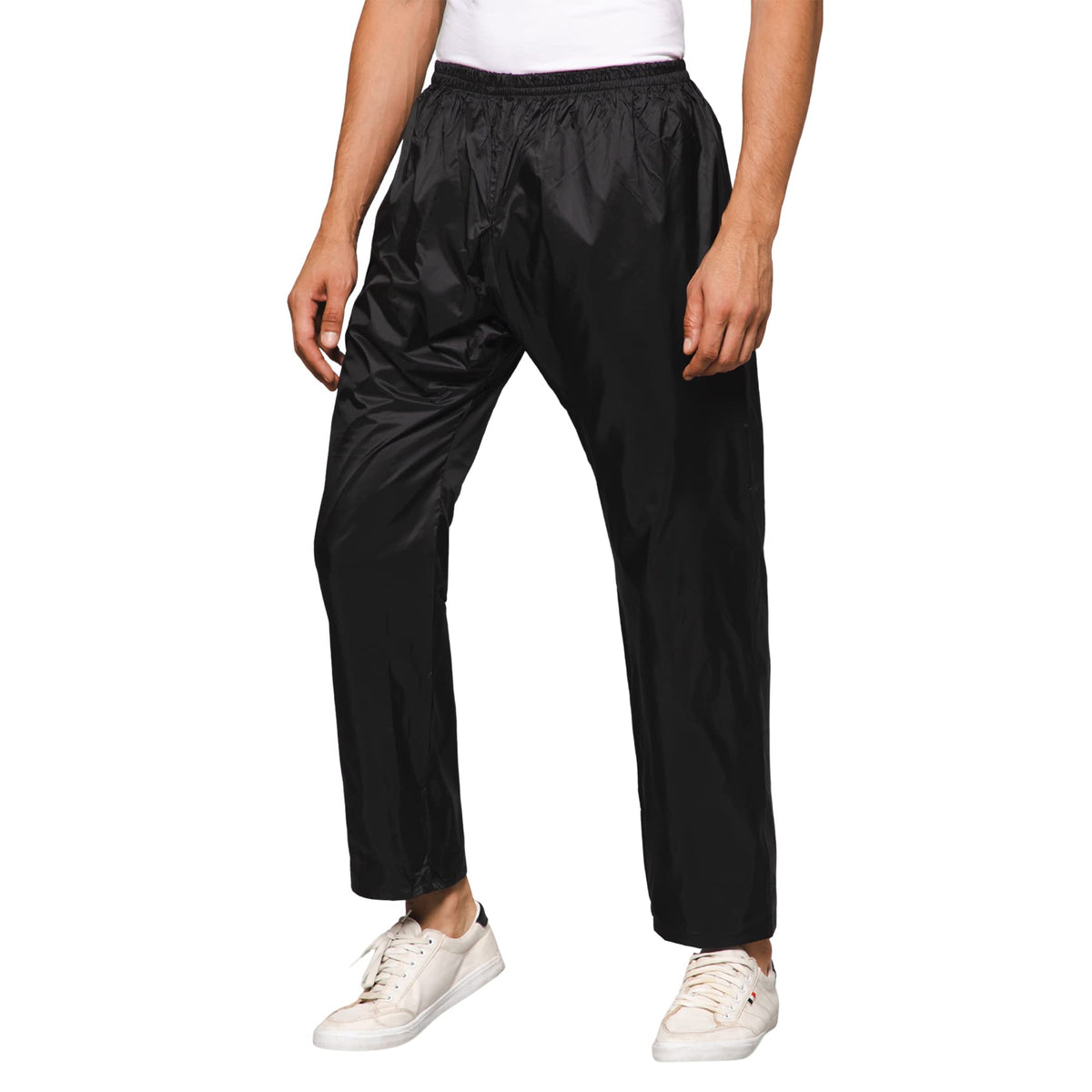 THE CLOWNFISH Napoleon Series Men's Waterproof Nylon Reversible Rain Pant Regular Fit Trouser. Packed In Printed Plastic Pouch Wth Rope (Black, Xx-Large)