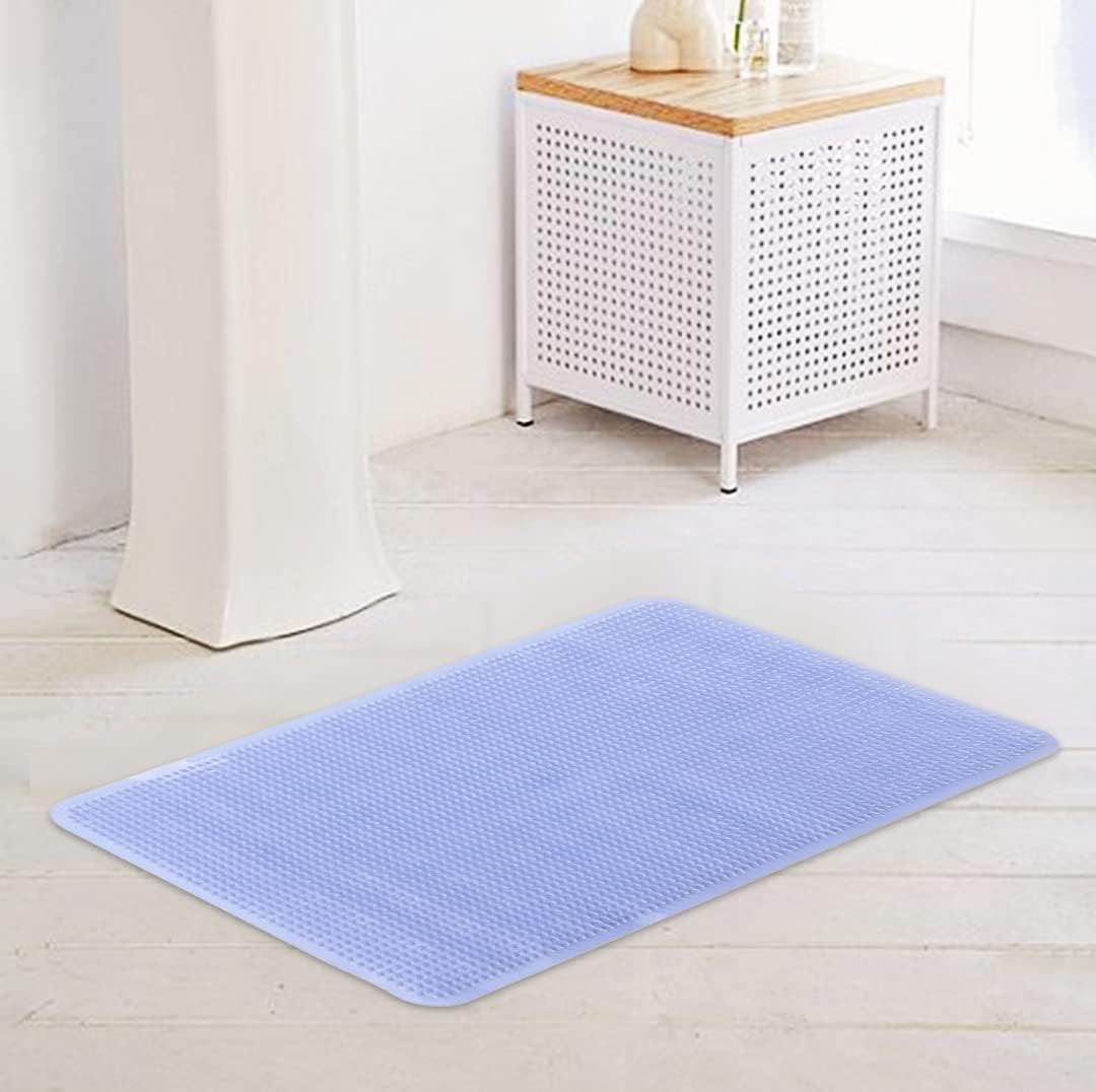 SAVYA HOME Pack of 2 Bathroom Mat PVC/Non-Slip & Soft/Light Weight Mat for Living Room, Anti Skid Mat for Bathroom Floor/Shower Mat/Multipurpose Mat, Blue