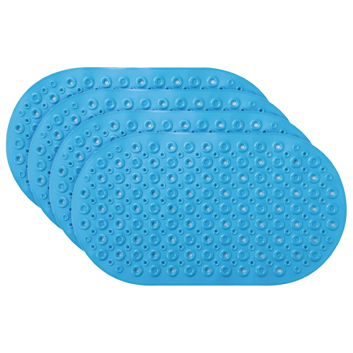 Kuber Industries Bath Mat | PVC Bathroom Mat | Shower Bath Mat | Floor Tub Mat | Bathroom Oval Mud Mat | Anti-Skid Shower Bathroom Mat | Q-02A |Pack of 4| Dark Blue