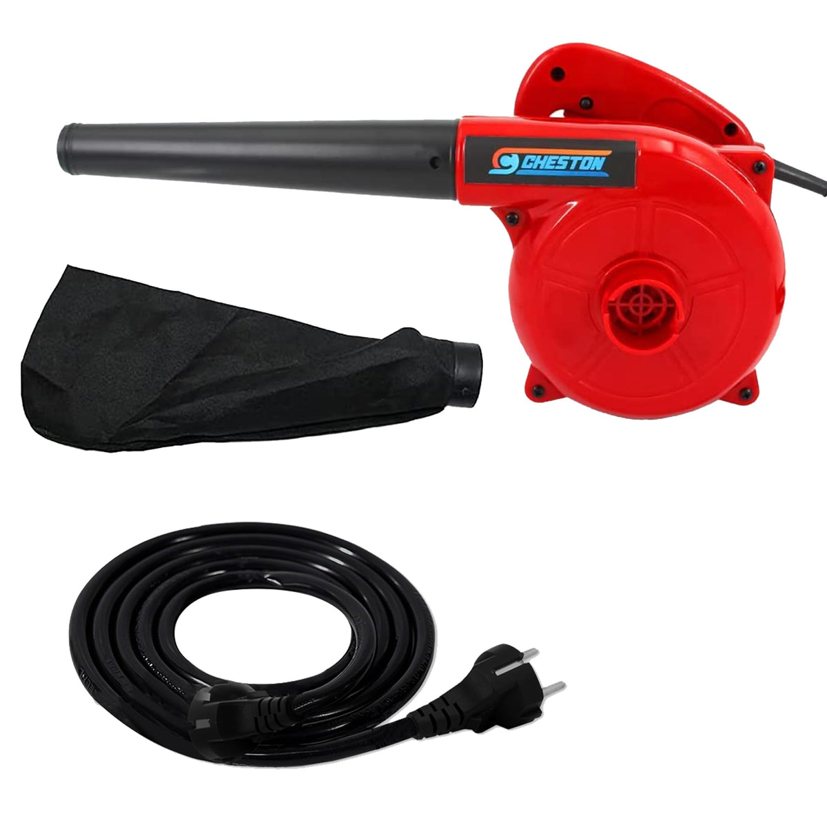 Cheston 500W 2 in 1 Air Blower and Vacuum Cleaner for Home 13000 r/min Copper Wiring Electric Blower (Yellow) + 5 Meter Extension 2 Pin CordCapacity Upto 1000W (Red)