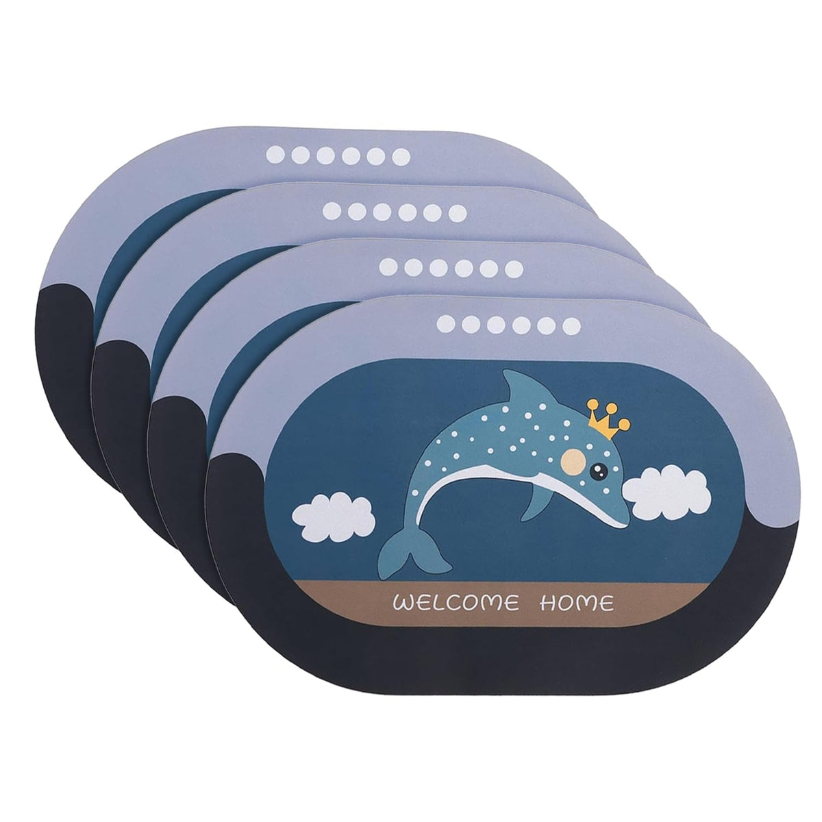 Kuber Industries Bath Mat | PVC Bathroom Mat | Shower Bath Mat | Floor Tub Mat | Diatom Mud Oval Mat | Anti-Skid Shower Bathroom Mat | CF-220821 |Pack of 4| Multi