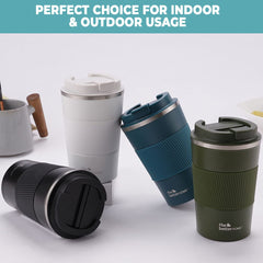 The Better Home 380 ml Insulated Coffee Cup Tumbler | Double Walled 304 Stainless Steel | Leakproof | Spillproof Silicone Rim | 6 hrs hot & cold | BPA Free | Perfect For Travel, Home & Office | White